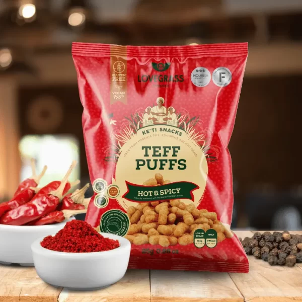 Lovegrass Teff Puffs - Hot & Spicy 25g