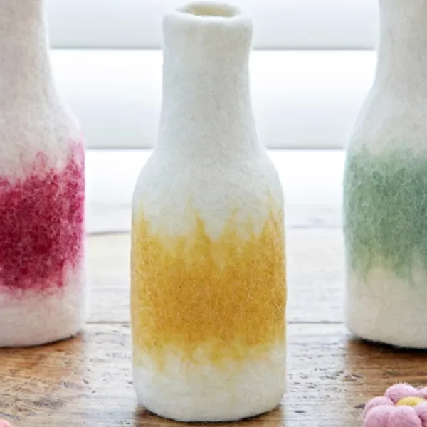 Felt Handmade Colourful Vase Covers - Yellow