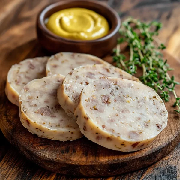 Thick slices of pork white pudding