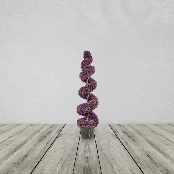 120cm Purple Large Leaf Spiral Topiary Tree With Decorative Planter
