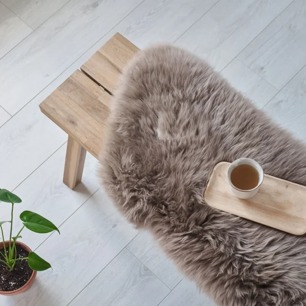 Genuine Eco Tanned Sheepskin Rug / Throw - taupe