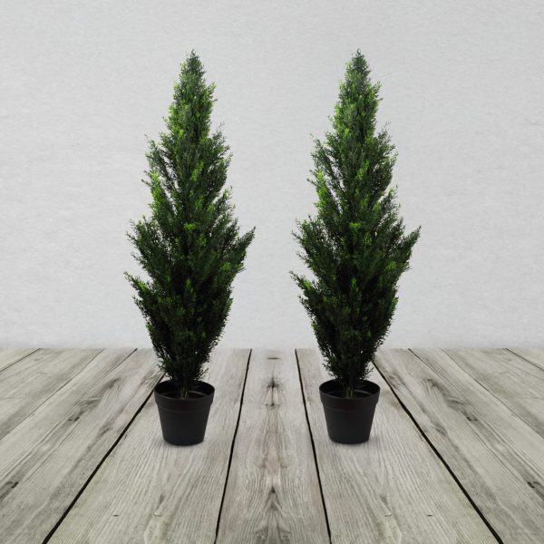 PAIR OF ARTIFICIAL CEDAR CYPRESS TOPIARY
