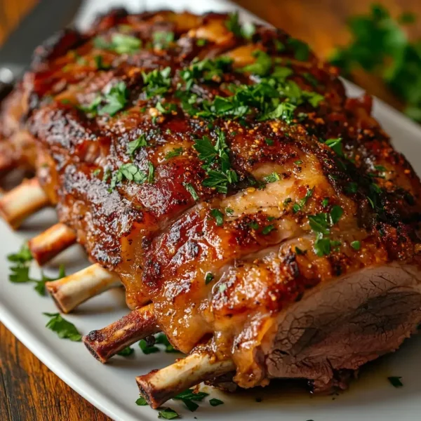 Succulent slow-roasted lamb breast bone-in