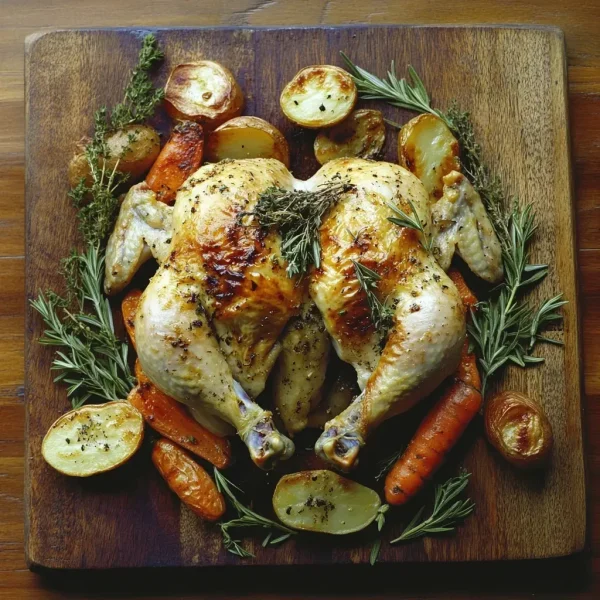Spatchcock roasted chicken with golden skin