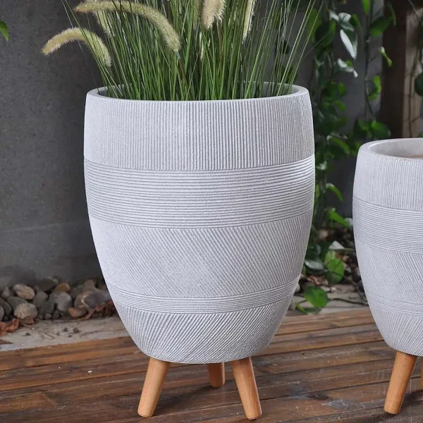 Small Idealist Striped Indoor Egg Planter with Legs