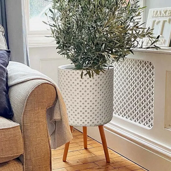 Idealist Dotted Style Cylinder Indoor Planter with Legs