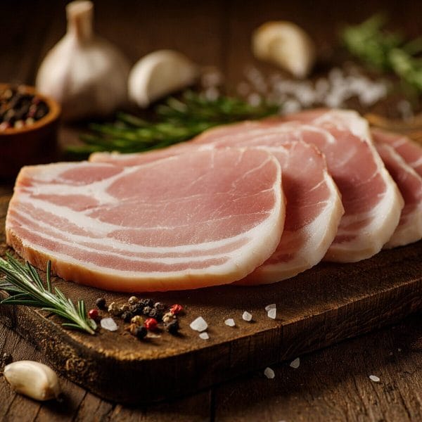 Bacon – rind on unsmoked back 250g